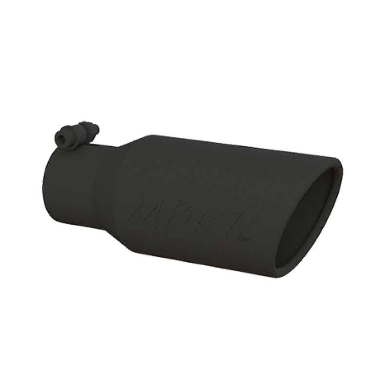 MBRP Universal Angled Rolled End Exhaust Tip - Black Coated Stainless Steel, 4 Inch Outlet Diameter, 2-3/4 Inch Inlet Diameter, 10 Inch Length