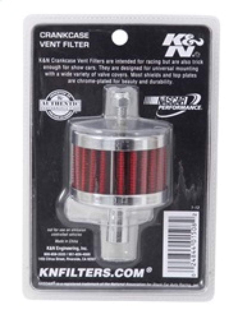 K&N Engineering Steel Base Crankcase Vent Filter 0.5 inch Vent OD, 2 inch OD, 1.5 inch Height