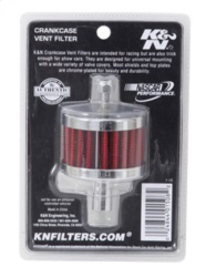 K&N Engineering Steel Base Crankcase Vent Filter 0.5 inch Vent OD, 2 inch OD, 1.5 inch Height