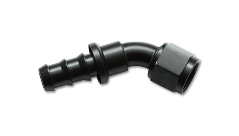 Vibrant -10AN Push-On 45 Degree Hose End Fitting in Aluminum