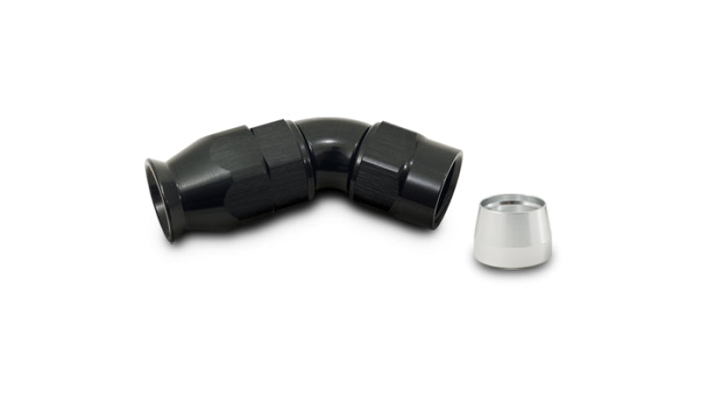 Vibrant 45 Degree One Piece High Flow Hose End Fitting for PTFE Lined Hose -8AN, Black Anodized Aluminum