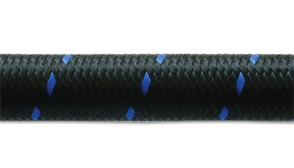 Vibrant -6 AN Nylon Braided Flex Hose with Black and Blue Finish, 5 ft Roll