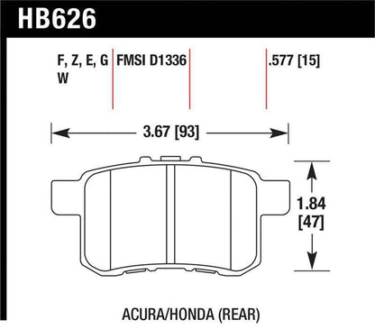 Hawk 08-10 Honda Accord 2.4L/3.0L/3.5L / 09-10 Acura TST 2.4L HPS Street Rear Brake Pads