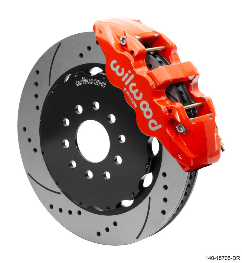 Wilwood AERO6 Front Big Brake Kit with 14-inch Drilled Red Rotors for Chevrolet Corvette C5/C6/Z06 (97-13)