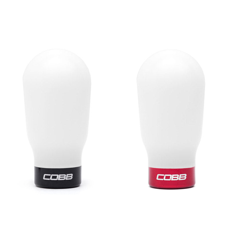 COBB Subaru 6-Speed Tall Weighted Shift Knob - White with Red and Black Collars