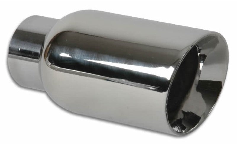 Vibrant 2.5-inch ID Single 4-inch OD Round Stainless Steel Exhaust Tip with Double Wall Angle Cut