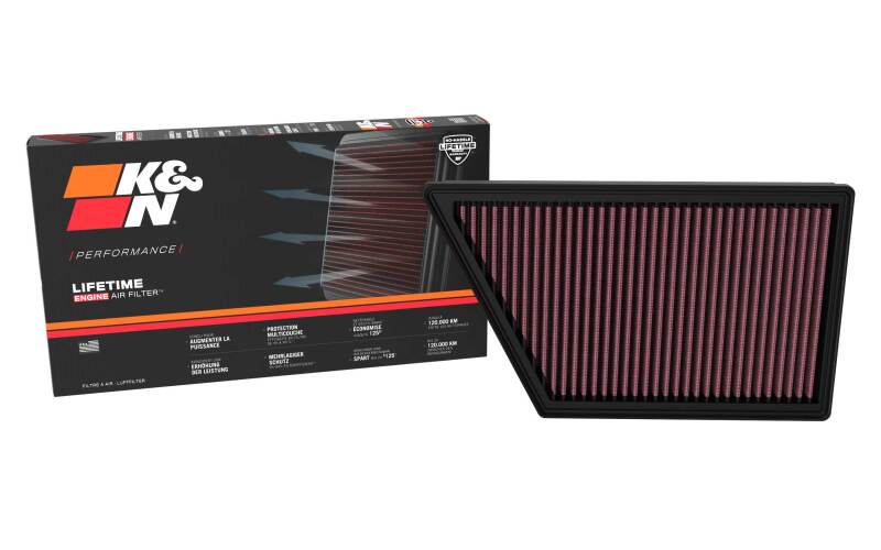 K&N Engineering 33-3185 High-Flow Drop-In Air Filter for 2024 Ford Ranger 2.0L L4 Diesel