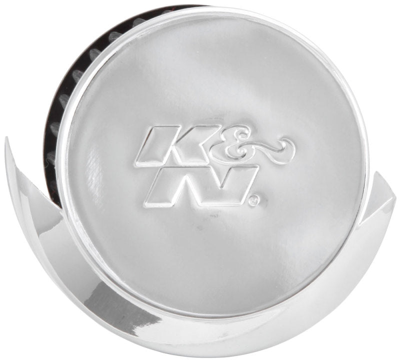 K&N Engineering 62-1514 1.5-Inch Flange Crankcase Vent Filter with Chrome Top and Heat Shield