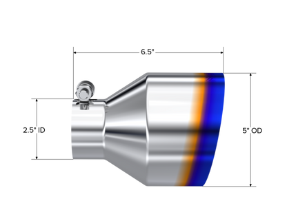 MBRP Burnt End Exhaust Tip 2.5 Inch Inlet - 5 Inch Outlet - T304 Stainless Steel Universal Fit