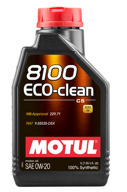 Motul 1L Synthetic Engine Oil 8100 Eco-Clean 0W20 – Fuel Economy Motor Oil for Gasoline and Diesel Engines