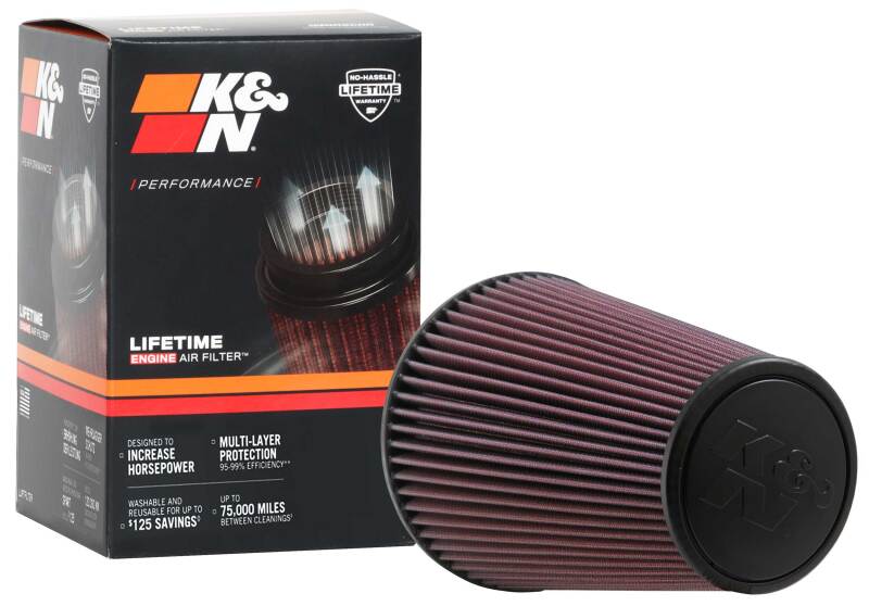 K&N Universal Clamp-On Air Filter 6-inch Flange, 7.5-inch Body for Chevrolet and GMC Vehicles