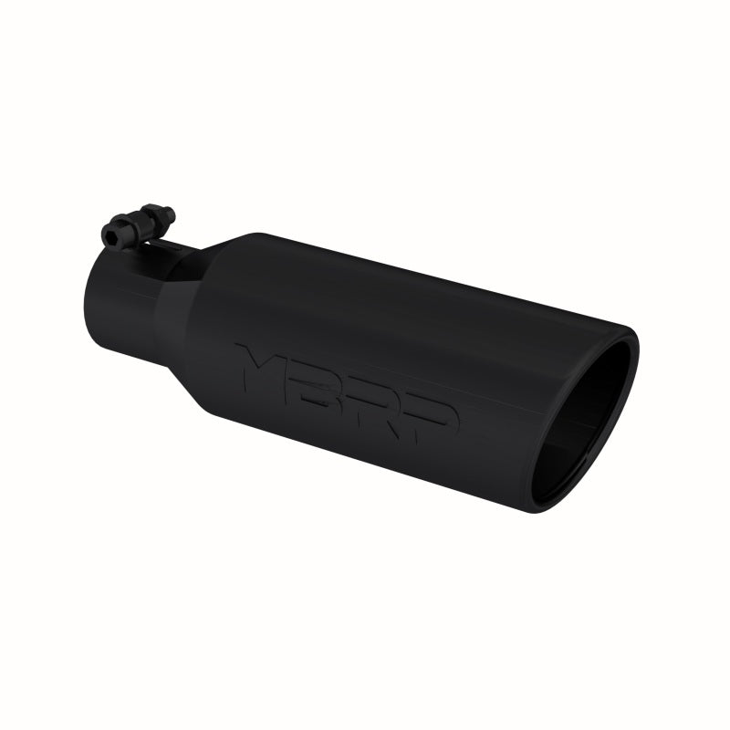 MBRP Universal Exhaust Tip 4-inch O.D. Black Coated Angled Rolled End with 2.5-inch Inlet and 12-inch Length