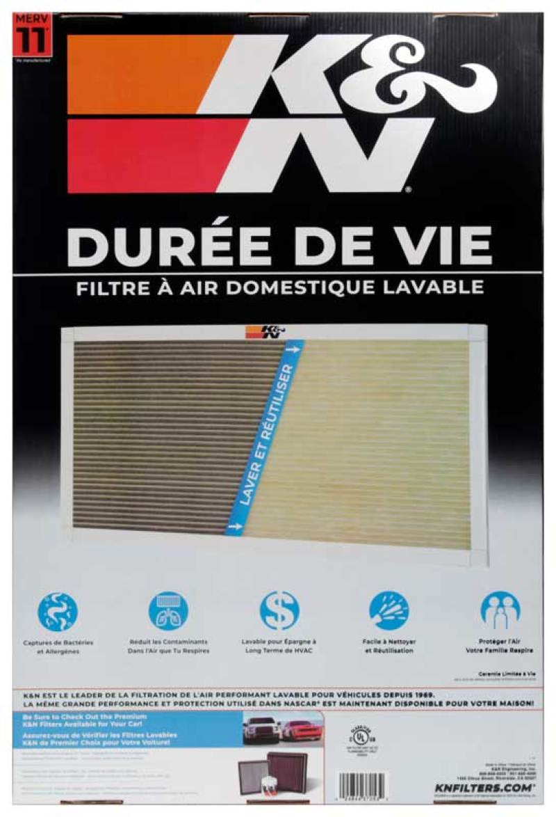 K&N Engineering HVAC Filter 20 x 30 x 1 Part HVC-12030 - Washable and Reusable Pleated Synthetic Media