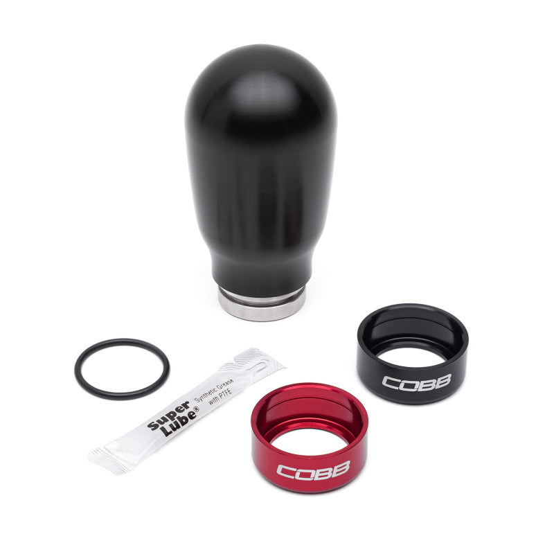 COBB Subaru 6-Speed Tall Weighted Shift Knob - Black with Red and Black Collars