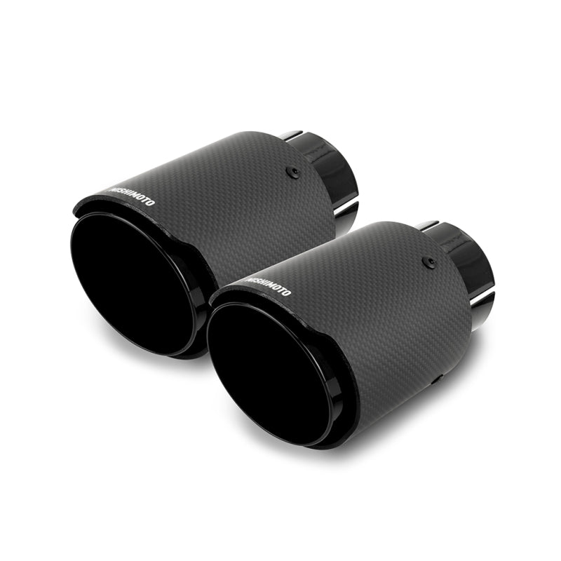 Mishimoto Carbon Fiber Exhaust Tips for Dual 2.5-inch Pipes, Black - Part Number MMEXH-TIP-CFD25BK