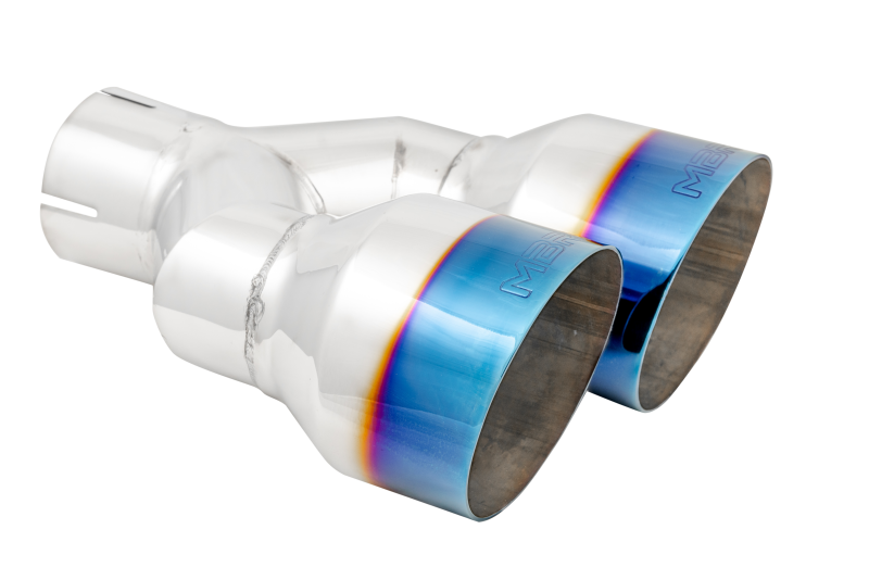 MBRP Burnt End Tip for 2.5-inch Exhaust - Dual 4-inch Outer Diameter Out, Single Wall T304 Stainless Steel, Driver Side