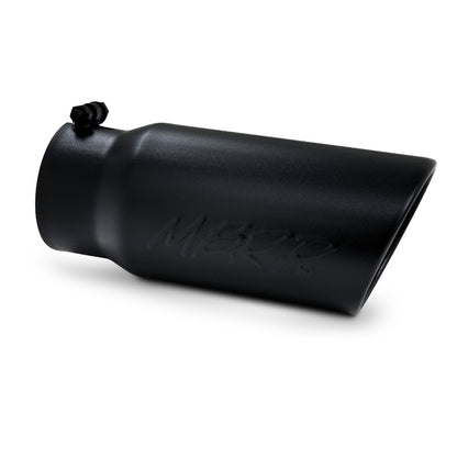 MBRP Universal Exhaust Tip 5 in. Diameter Black Coated Stainless Steel – Angled Rolled End, 12 in. Length