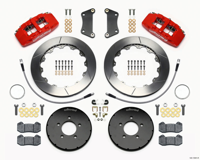 Wilwood Dynapro 6 Front Hat Kit – 12.88 inch Diameter Rotors for Mazda 3 (2004-2007) - Red Finish