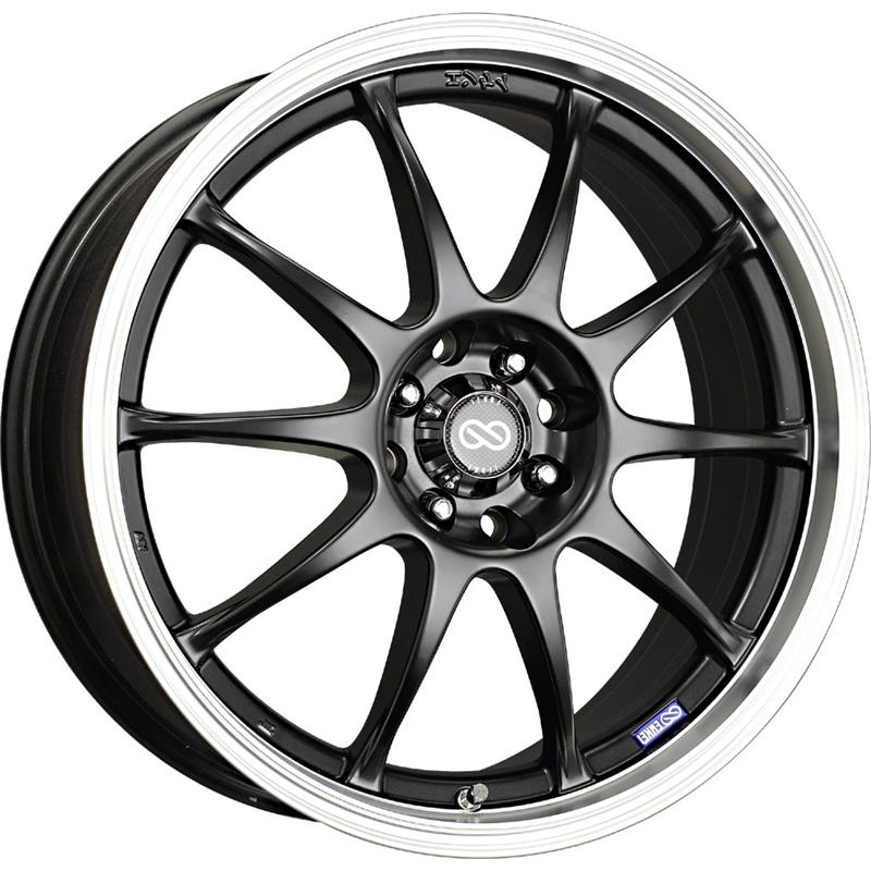 Enkei J10 16x7 Matte Black Wheel with Machined Lip - Dual Bolt Pattern 4x100/108