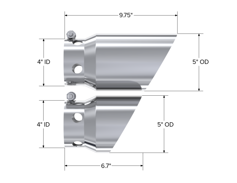 MBRP Armor Pro Exhaust Tip Set for Ford F-250 & F-350 – Polished T304 Stainless Steel, No-Weld Installation, 4 in. Inlet, 5 in. Outlet, Set of 2