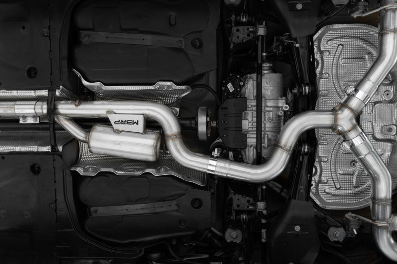 MBRP Armor Pro Series Cat-Back Exhaust System for Volkswagen Golf R MK8 – 3-inch Quad Rear with Carbon Fiber Tips and Valve Delete