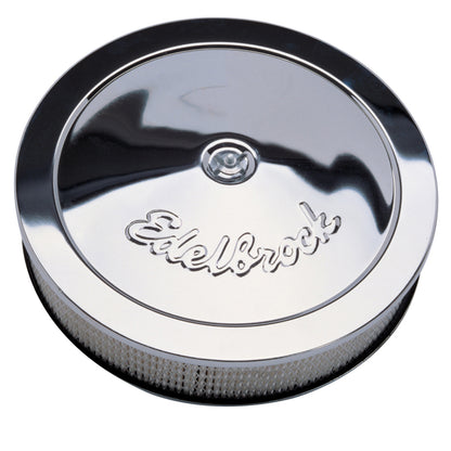 Edelbrock Pro-Flo Series 14-inch Chrome Round Air Cleaner with Triple Chrome Plating - Part #1207