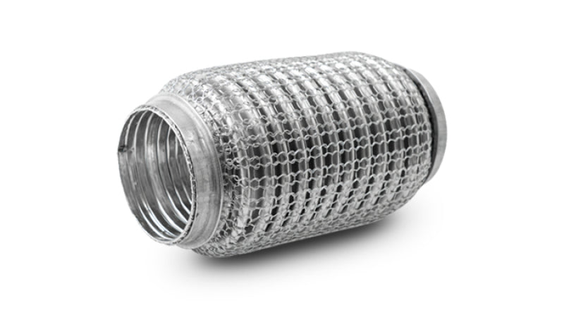 Vibrant SS Flex Coupling with Interlock Liner and Mesh Braid – 2.25 Inch Inlet/Outlet, 6 Inch Length