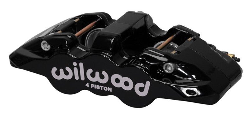 Wilwood Aero4 Forged Four Piston Caliper - Black with 1.88/1.62 Inch Pistons for 1.25 Inch Disc
