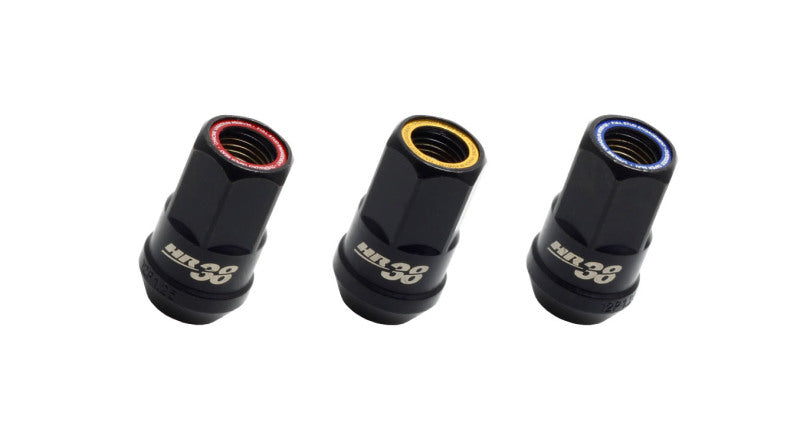 Wheel Mate Muteki HR38 Open End Lug Nuts 12x1.25 Black Chrome with Yellow Ring