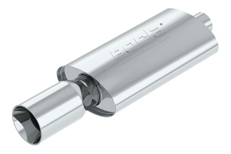 Borla Boomer Muffler Thumper Oval 2-1/4 Inch Inlet with 4-Inch Round Tip