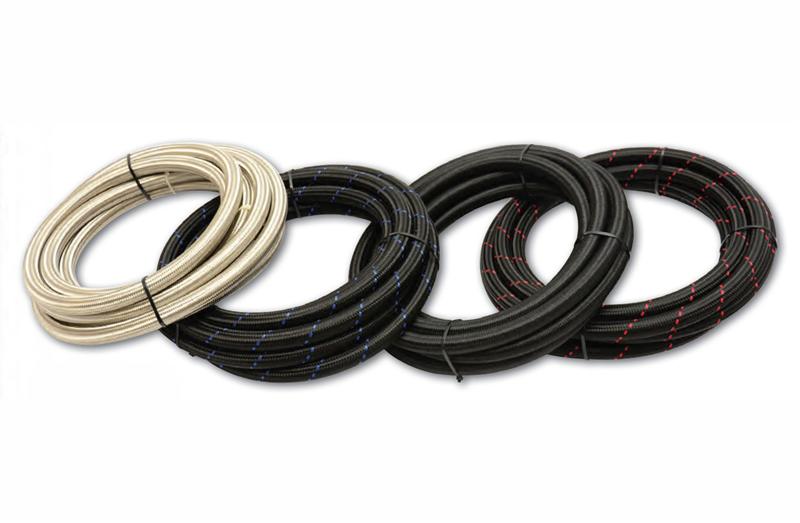 Vibrant -4 AN Two-Tone Black and Red Nylon Braided Flex Hose (10 ft.)