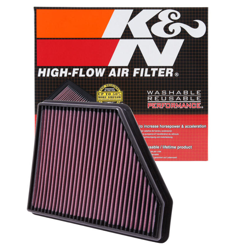 K&N Engineering 33-2434 High-Flow Drop-In Air Filter for Chevrolet Camaro 3.6L & 6.2L