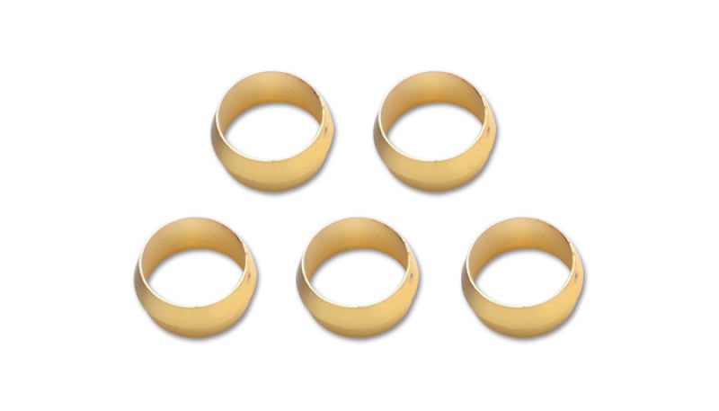 Vibrant 1/4 Inch Brass Olive Inserts - Pack of 5 for Aluminum Hardline Tubing