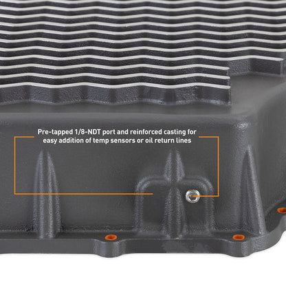 Mishimoto Aluminum Transmission Pan for Ford 6.7L Powerstroke (2011-2019) – Cast Aluminum, Gunmetal Gray