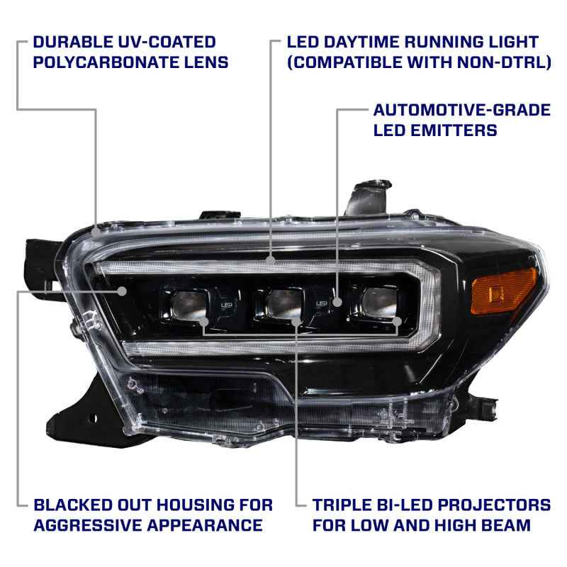 Form Lighting 2016-2023 Toyota Tacoma LED Projector Headlights with Selectable DRL (Pair)