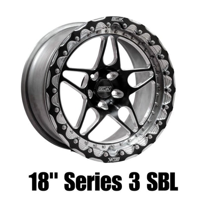 Belak Wheels 18x10 Series 3 Beadlock Wheel with 6.75-inch Backspacing, 5x114.3 Bolt Pattern, High Pad Design, Part Number 18105114S36BS-SBL