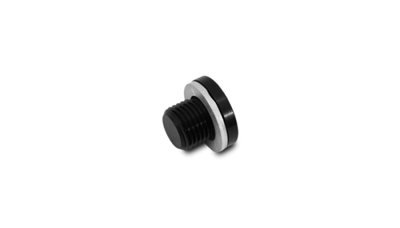 Vibrant M16 x 1.5 Metric Aluminum Port Plug with Crush Washer - Black Anodized, Part 16664