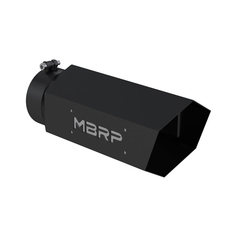 MBRP Universal Hex Exhaust Tip 5 Inch Inlet, 16 Inch Length, Black Coated with Logo - Part Number T5166BLK