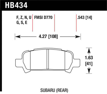 Hawk 02-03 WRX / 05-08 LGT D770 Performance Ceramic Street Rear Brake Pads