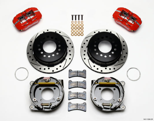 Wilwood Dynapro Low-Profile 11-Inch P-Brake Kit with Red Calipers for Chevy 12 Bolt Axle - Part Number 140-11398-DR
