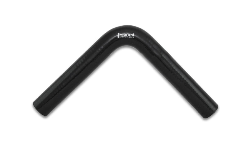 Vibrant 4 Ply Reinforced Silicone 90 Degree Elbow Connector - 1 Inch ID x 8 Inch Leg, Black