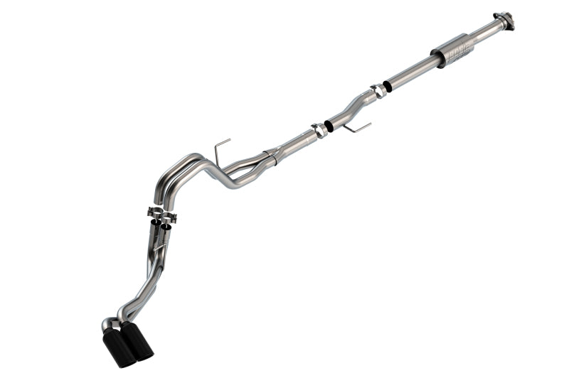 Borla F-150 2021-2025 2.7L/3.5L ATAK Cat-Back Dual Exit Exhaust System with Black Chrome Tips - Part #140872BC