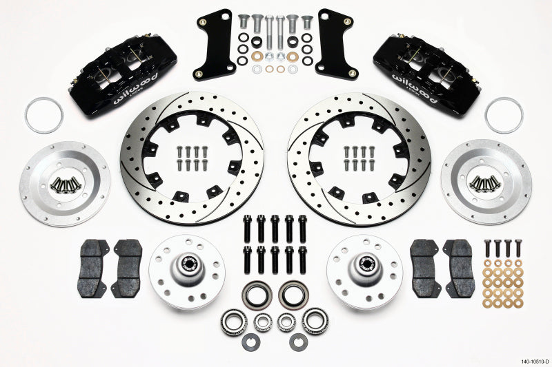 Wilwood Dynapro 6 Front Hub Kit with 12.19-inch Drilled Rotors for Classic Muscle Cars and Vintage Rods – Part Number 140-10510-D