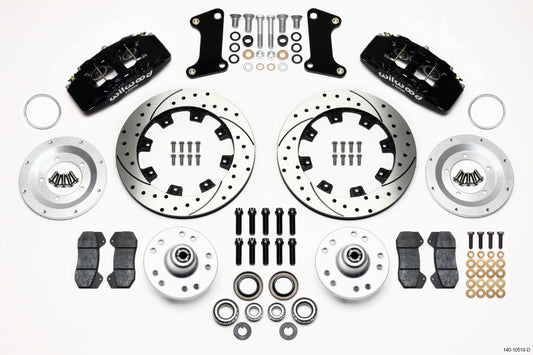 Wilwood Dynapro 6 Front Hub Kit with 12.19-inch Drilled Rotors for Classic Muscle Cars and Vintage Rods – Part Number 140-10510-D
