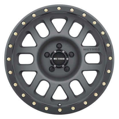 Method MR309 Grid 17x8.5 Inch Titanium and Black Street Loc Wheel with 5x5 Bolt Pattern and 94mm Hub Bore