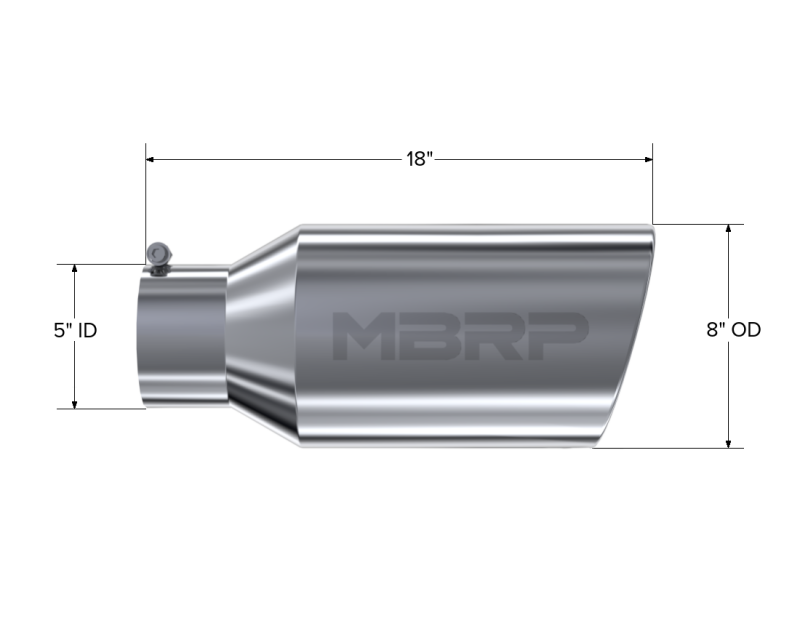 MBRP Universal Exhaust Tip 8 Inch OD Rolled End with 5 Inch Inlet - T304 Stainless Steel