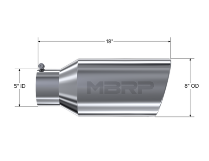 MBRP Universal Exhaust Tip 8 Inch OD Rolled End with 5 Inch Inlet - T304 Stainless Steel