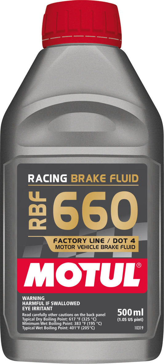 Motul RBF 660 Racing DOT 4 Brake Fluid - 1/2 Liter Bottle for High-Performance Vehicles