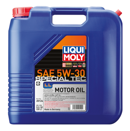 Liqui Moly 20L Special Tec LL Motor Oil SAE 5W30 – Fully Synthetic All-Season Engine Oil for Gasoline and Diesel Vehicles