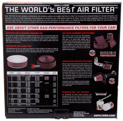K&N Engineering Round Air Filter Assembly 60-1300 – High-Flow Custom Air Cleaner for Automotive Engines